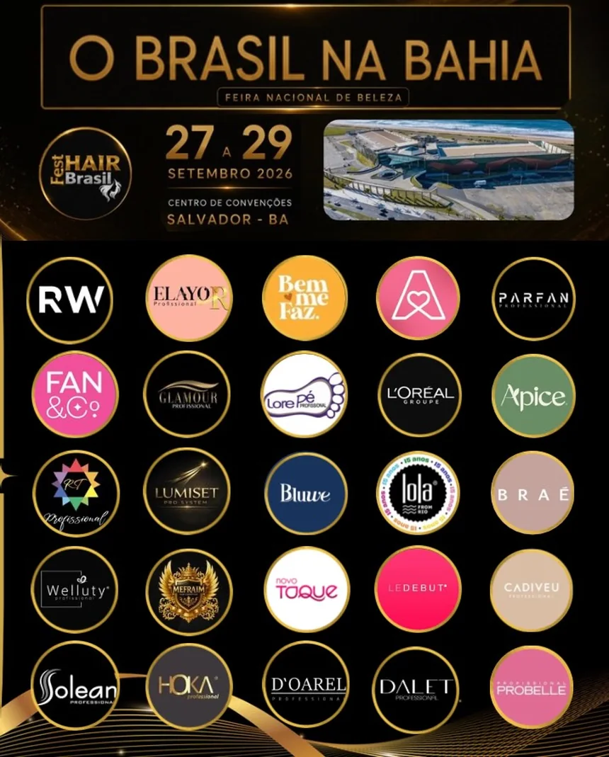 Marcas expositoras da Fest Hair Brasil 2026 — painel 1 de 4