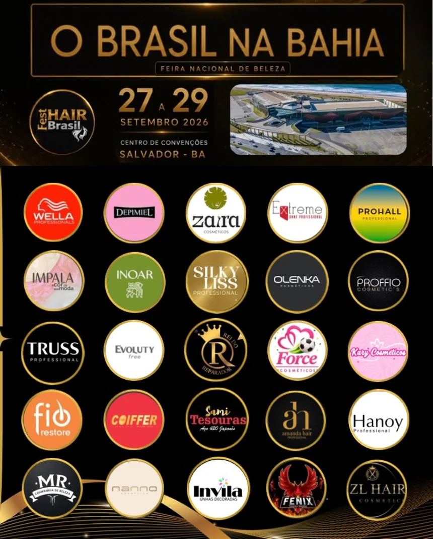 Marcas expositoras da Fest Hair Brasil 2026 — painel 2 de 4